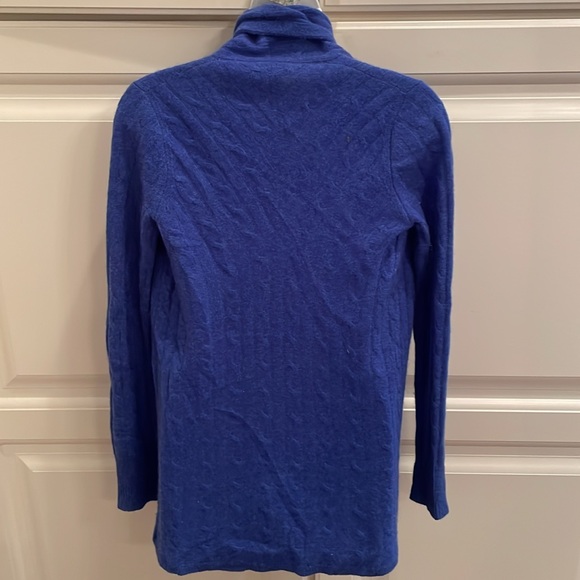 White & Warren cobalt cabled open front cardigan sz xs - Picture 3 of 5